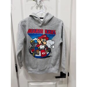Nintendo Mario Kart Kids Hoodie Gray Graphic Pullover Sweatshirt Size M‎ 10/12
